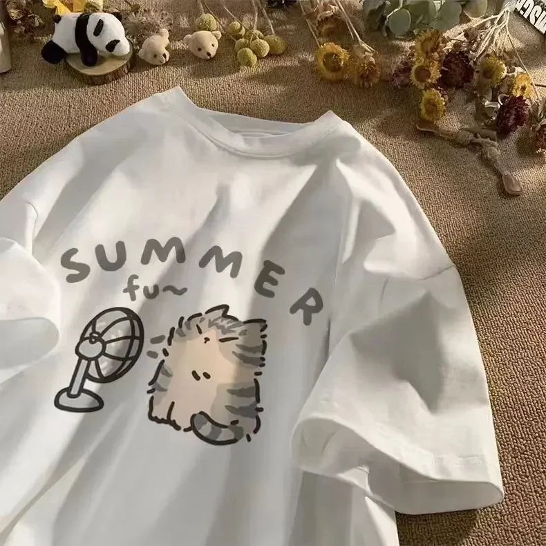 Summer Fan Cat T-shirt - 5