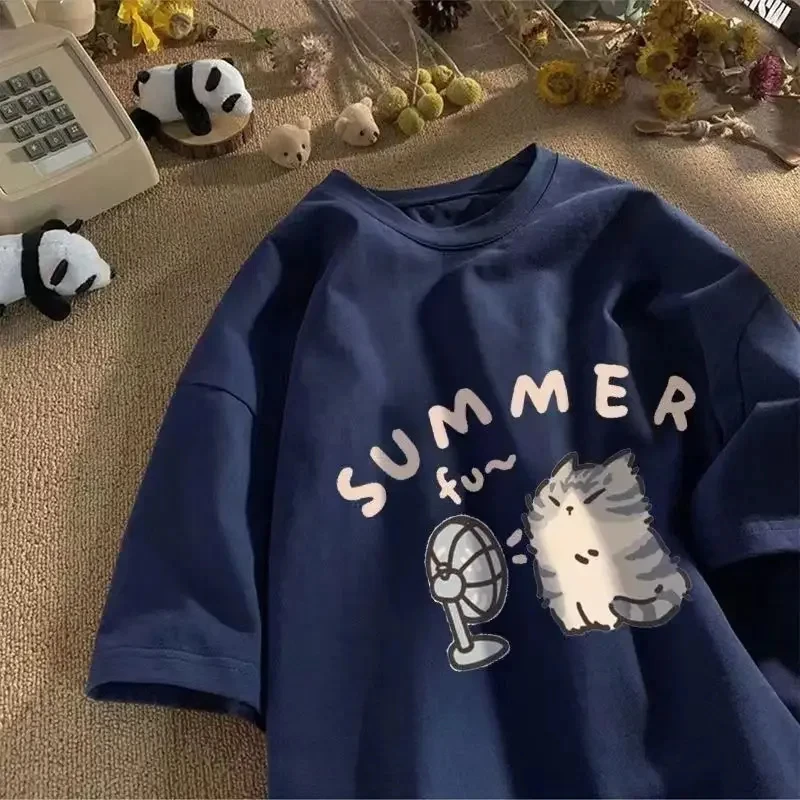 Summer Fan Cat T-shirt - 1