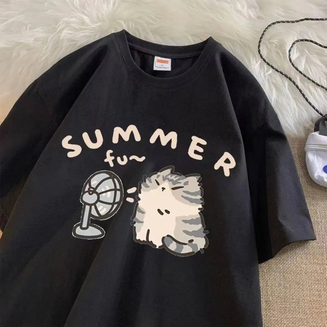 Summer Fan Cat T-shirt - 3