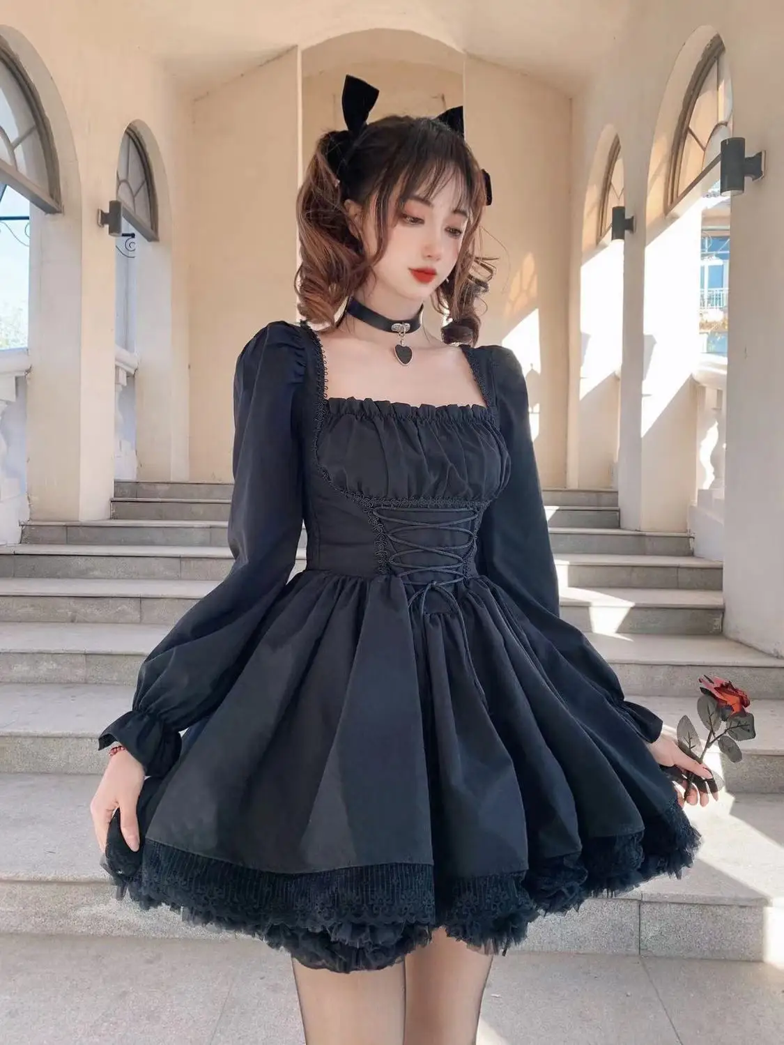 Bandage Lace Lolita Dress Kawaii Vinatge Gothic style - 12