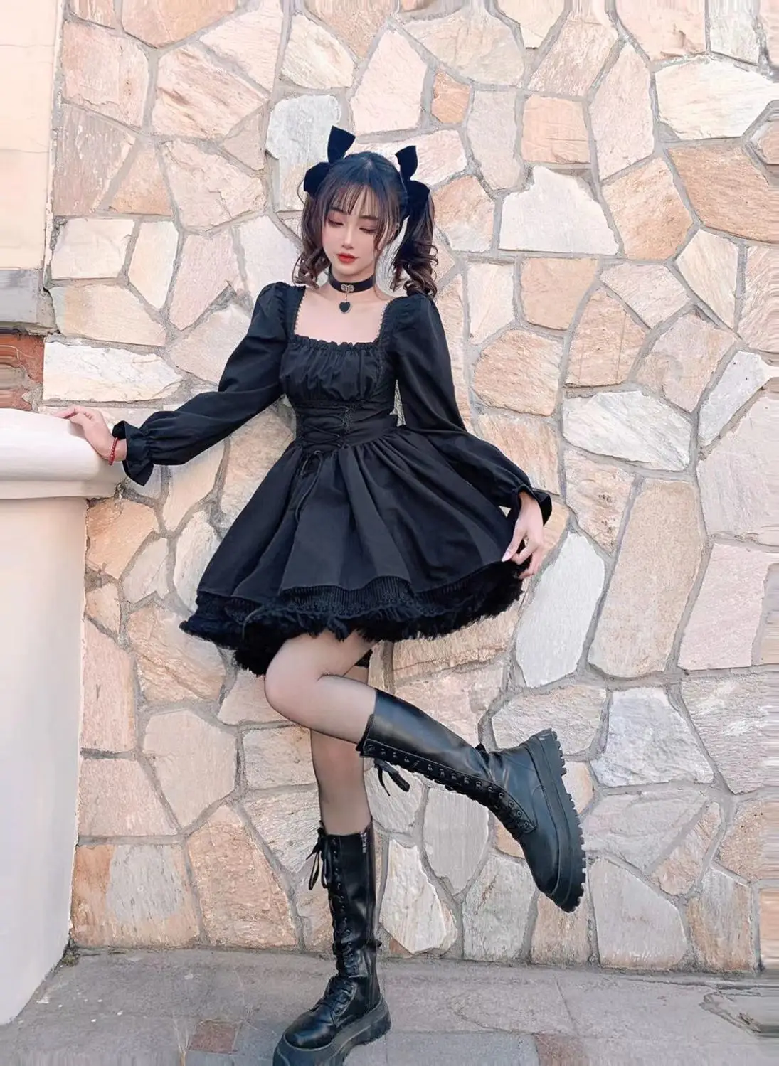 Bandage Lace Lolita Dress Kawaii Vinatge Gothic style - 8