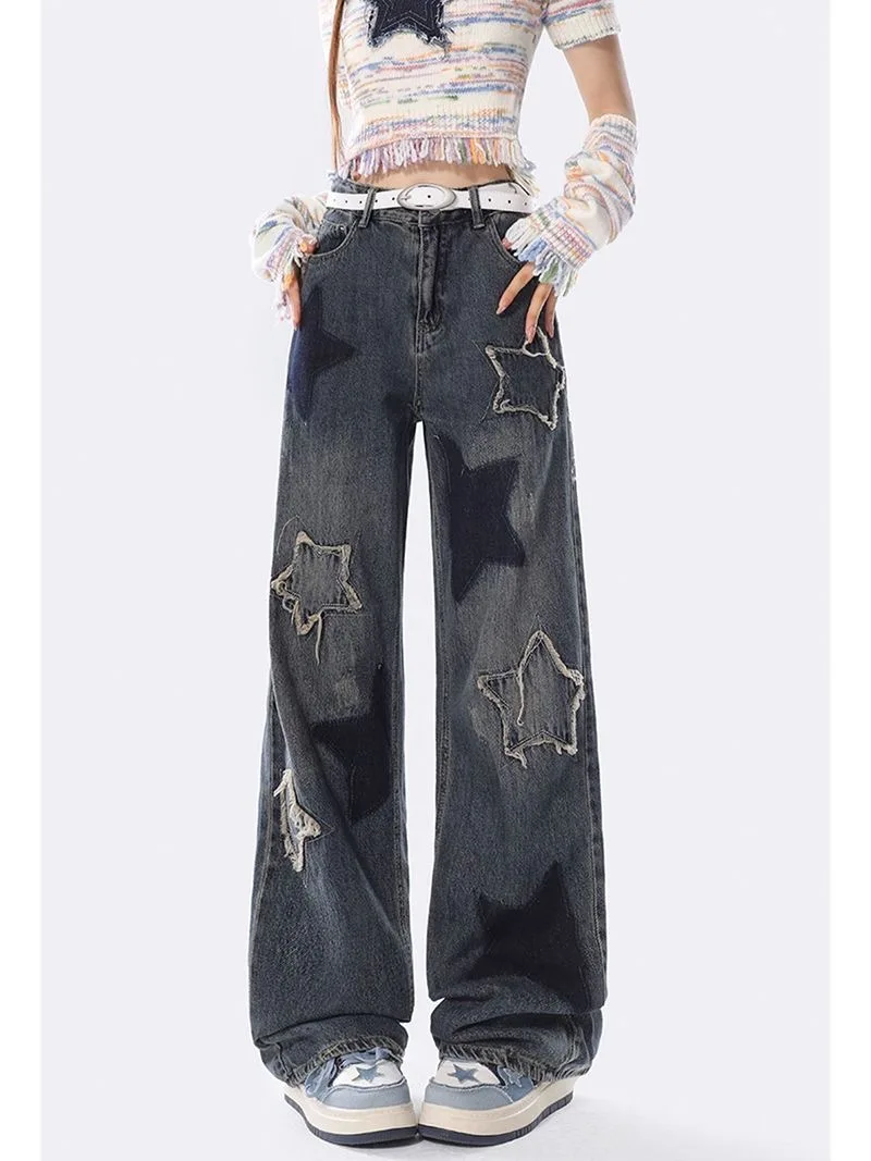 Acubi Wide-leg oversized Jeans with Stars - 17