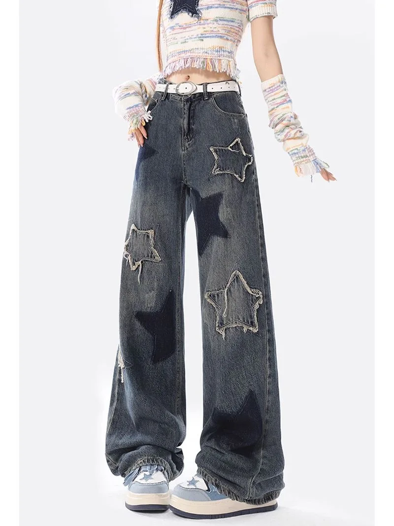 Acubi Wide-leg oversized Jeans with Stars - 16