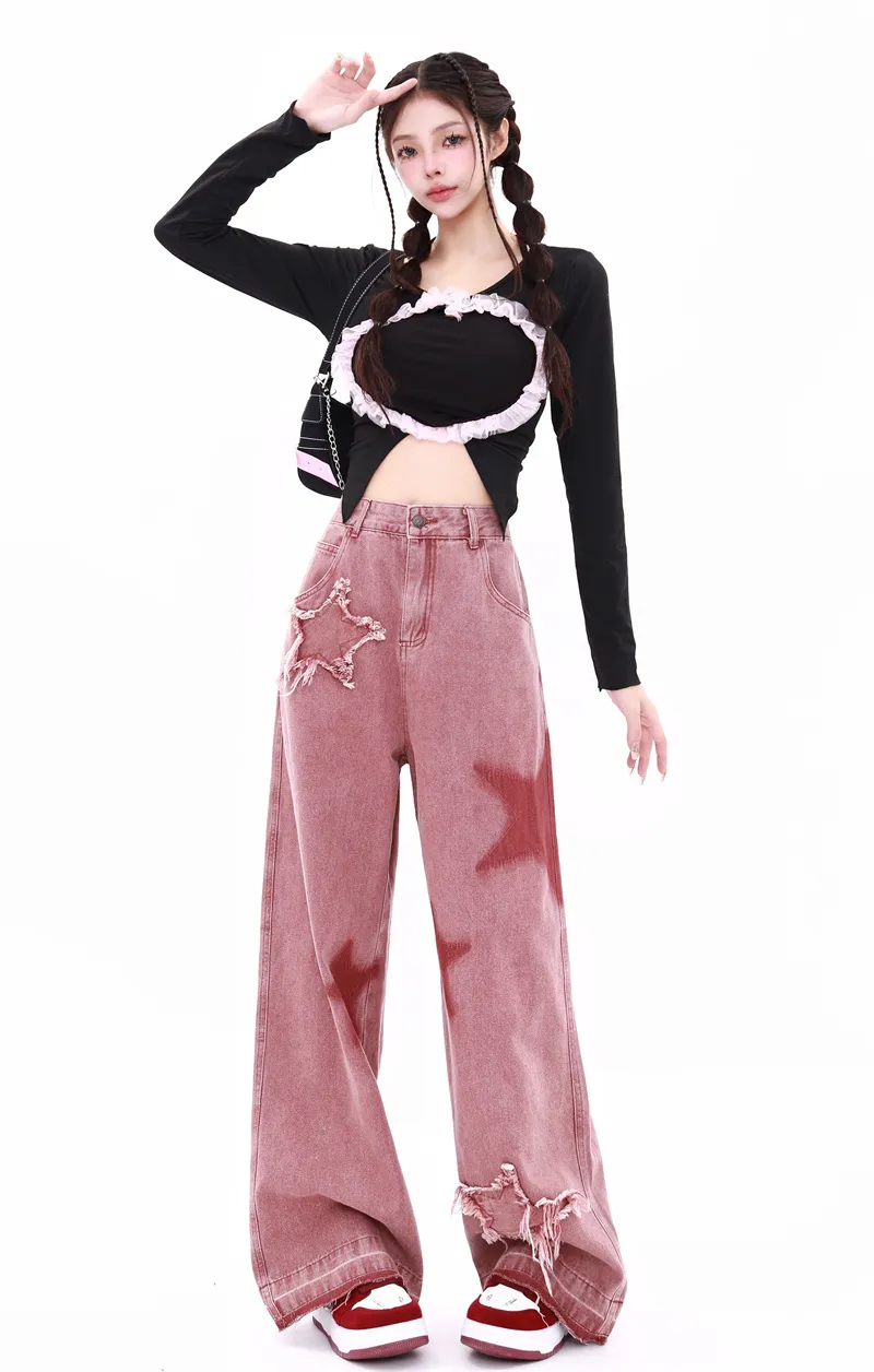 Acubi Wide-leg oversized Jeans with Stars - 1