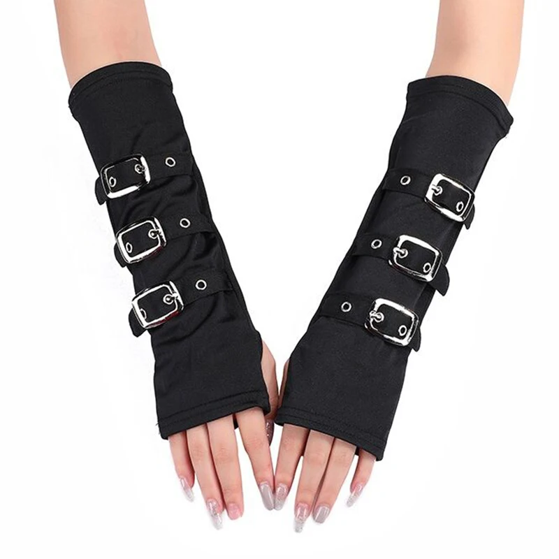 Black Half Finger Mitten Buckle Belts