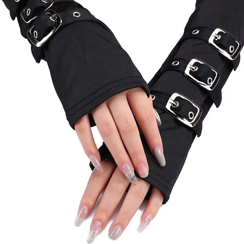 Black Half Finger Mitten Buckle Belts