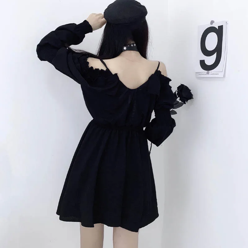 Gothic Black Off Shoulder Dress - 9