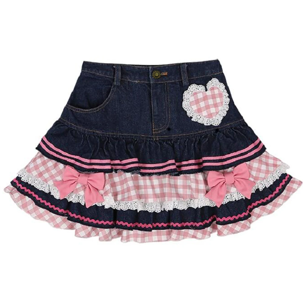 Lolita Kawaii Denim Mini Skirts - 2