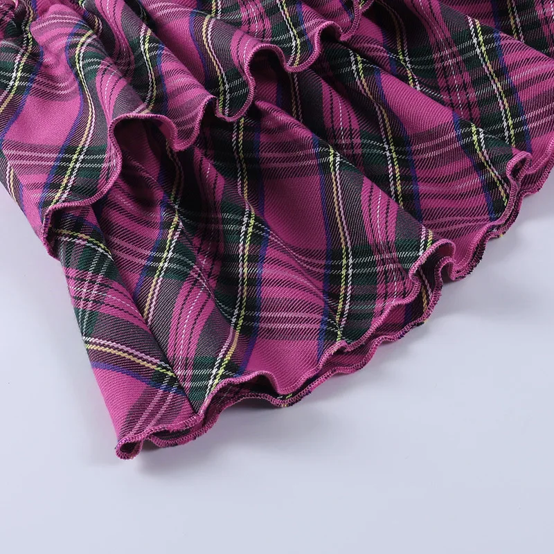 College Style Pink Plaid Skirts - 13