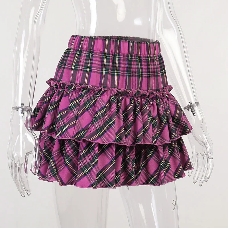 College Style Pink Plaid Skirts - 9