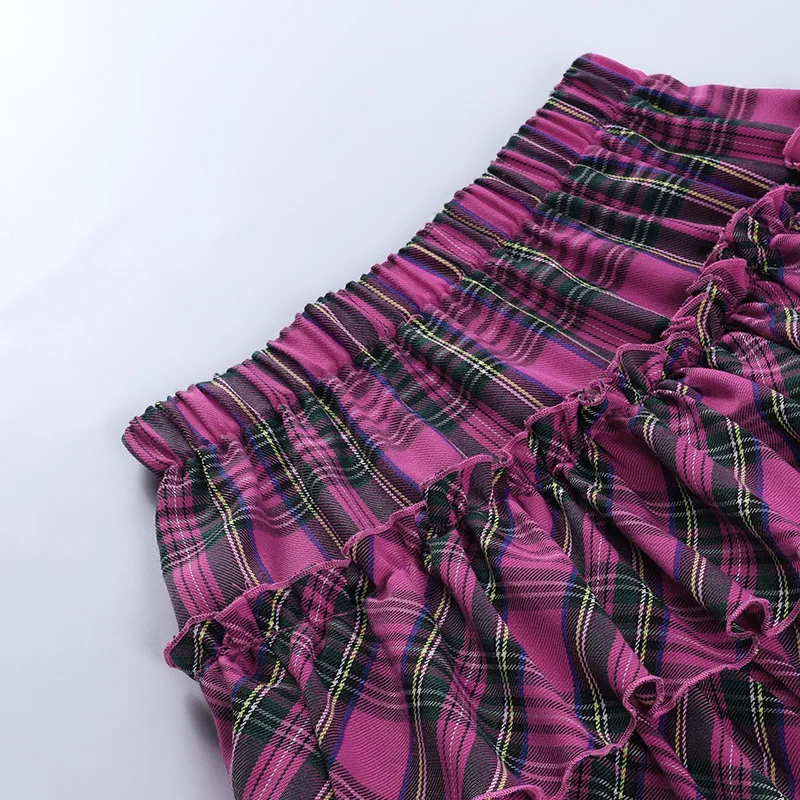 College Style Pink Plaid Skirts - 11