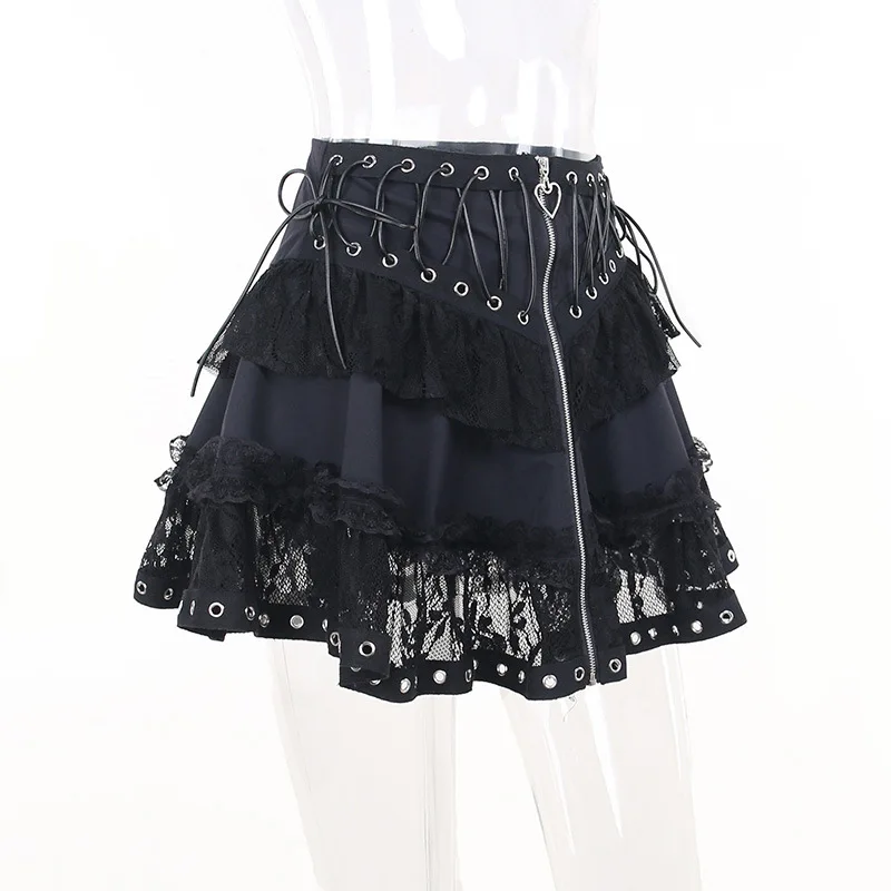 Black Gothic High Waist Skirt - 7