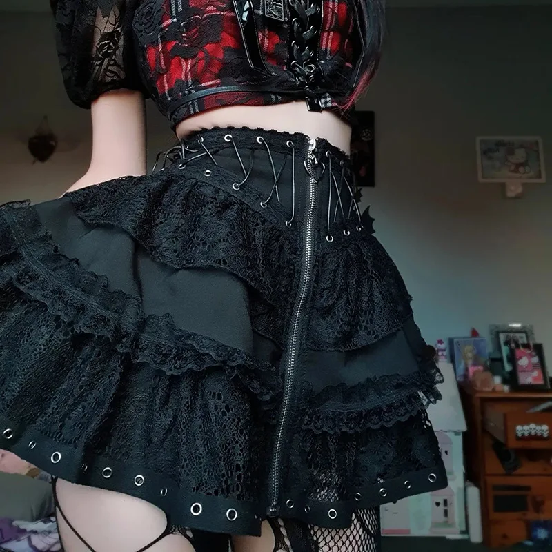 Black Gothic High Waist Skirt - 2