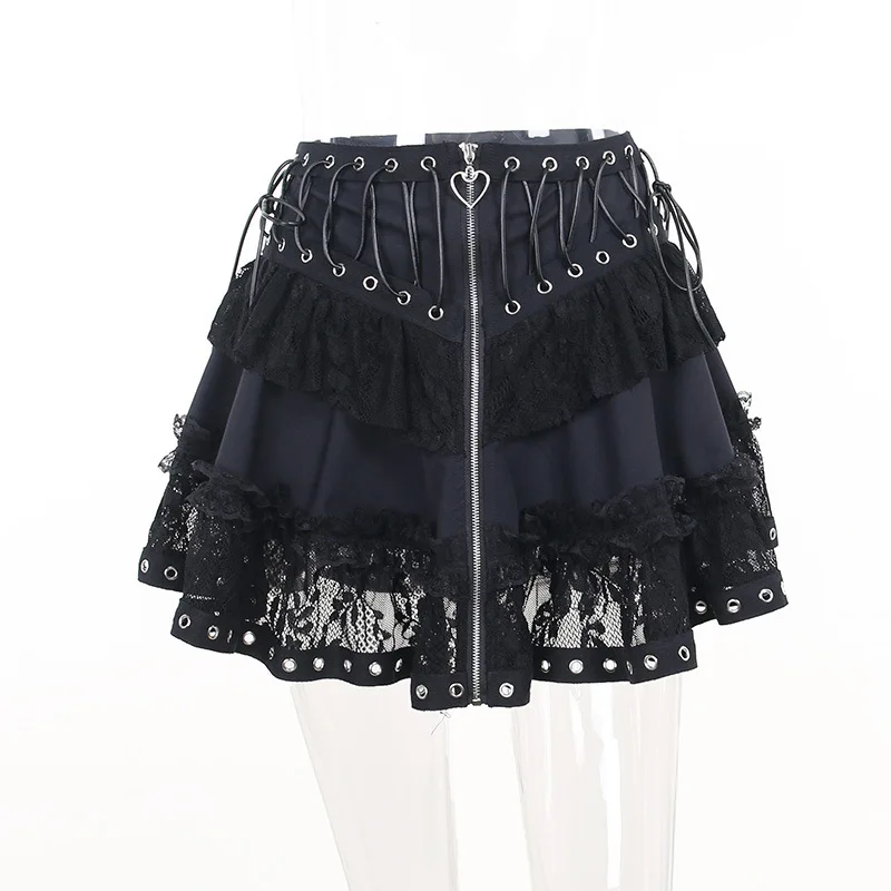 Black Gothic High Waist Skirt - 6