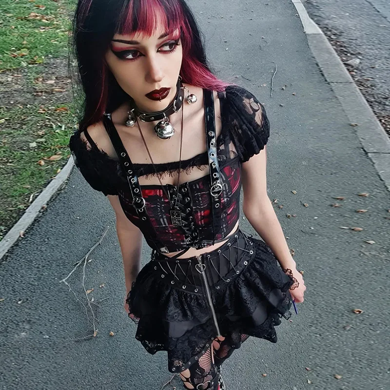 Black Gothic High Waist Skirt - 5