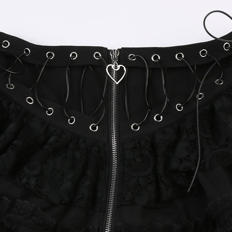 Black Gothic High Waist Skirt - 11