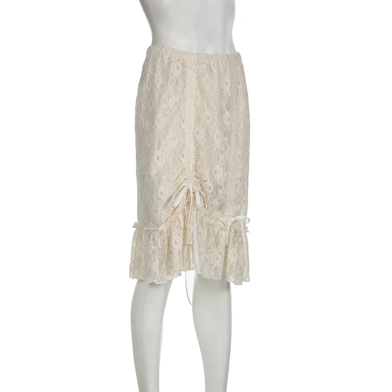 Cottagecore White Lace Skirt - 4