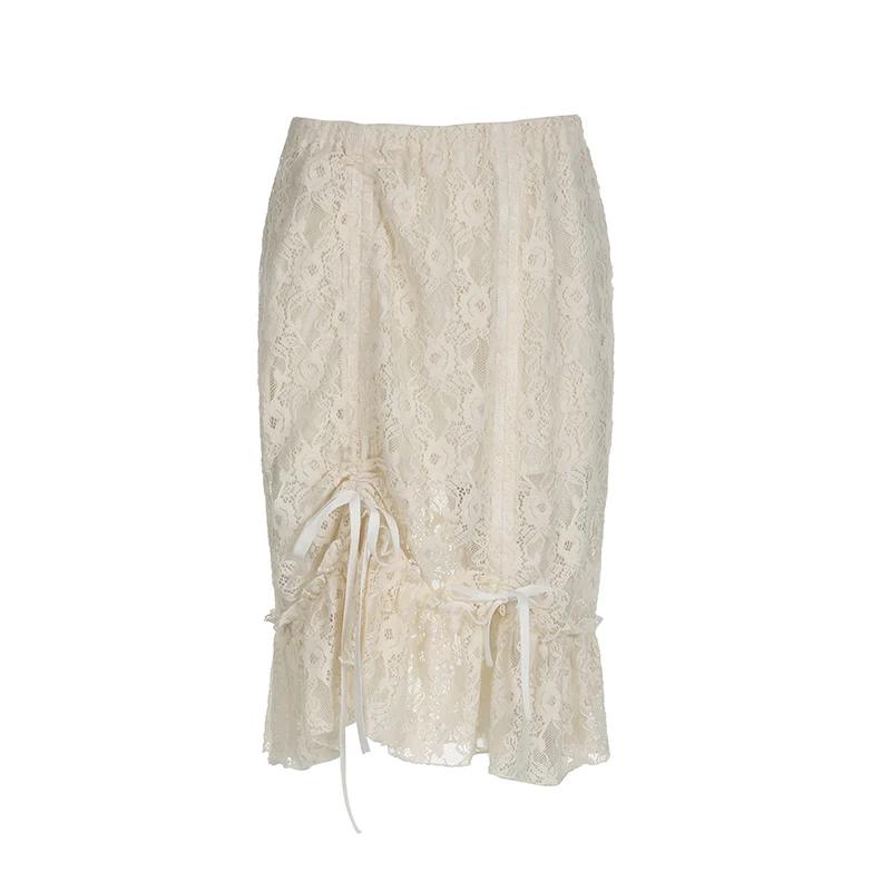 Cottagecore White Lace Skirt - 2