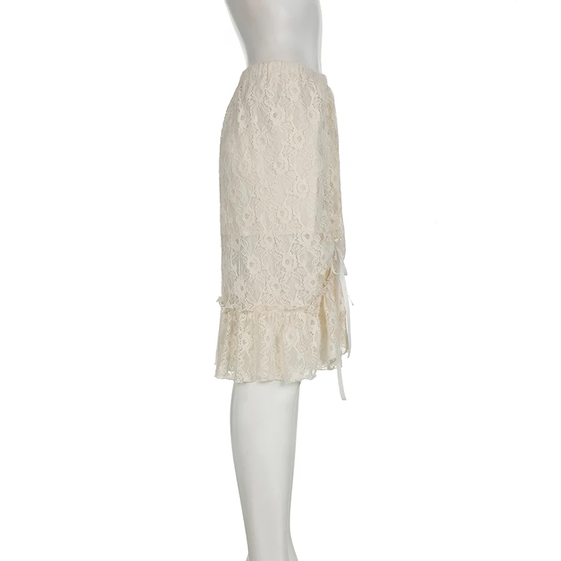 Cottagecore White Lace Skirt - 5