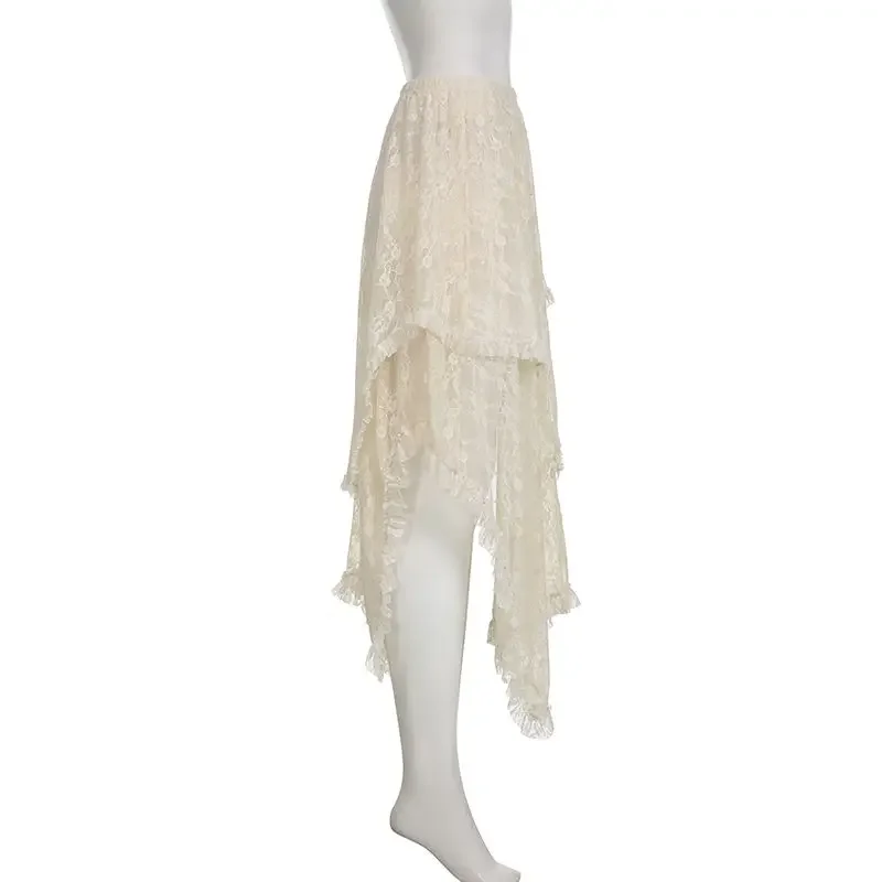 Cottagecore Lace Transparent Asymmetrical Skirt - 10