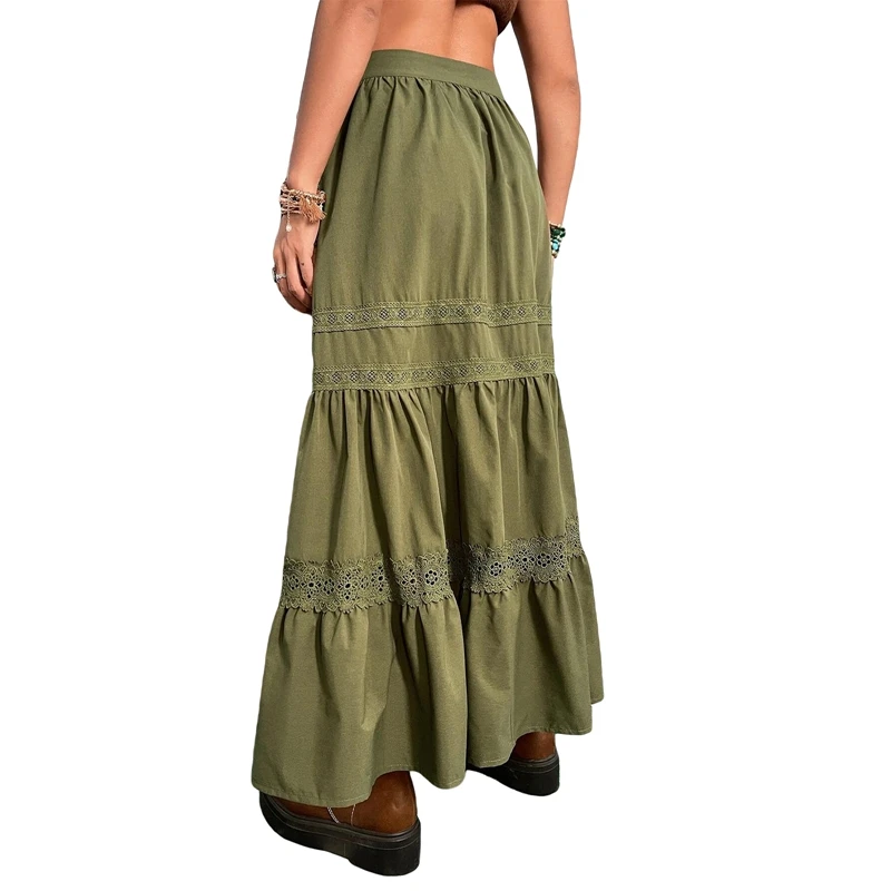 Cottagecore Boho Pleated Long Skirt - 7