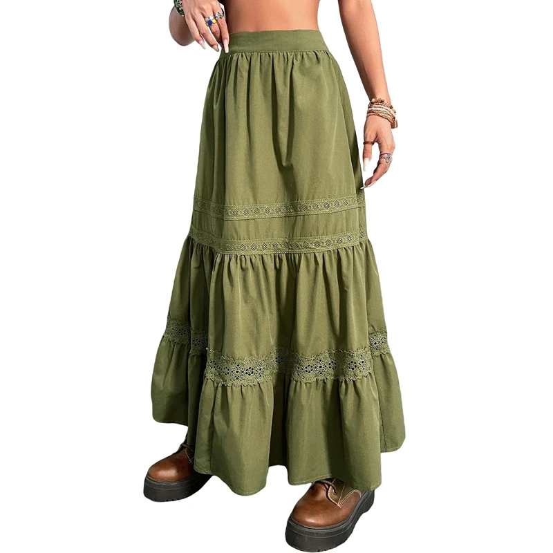 Cottagecore Boho Pleated Long Skirt - 6