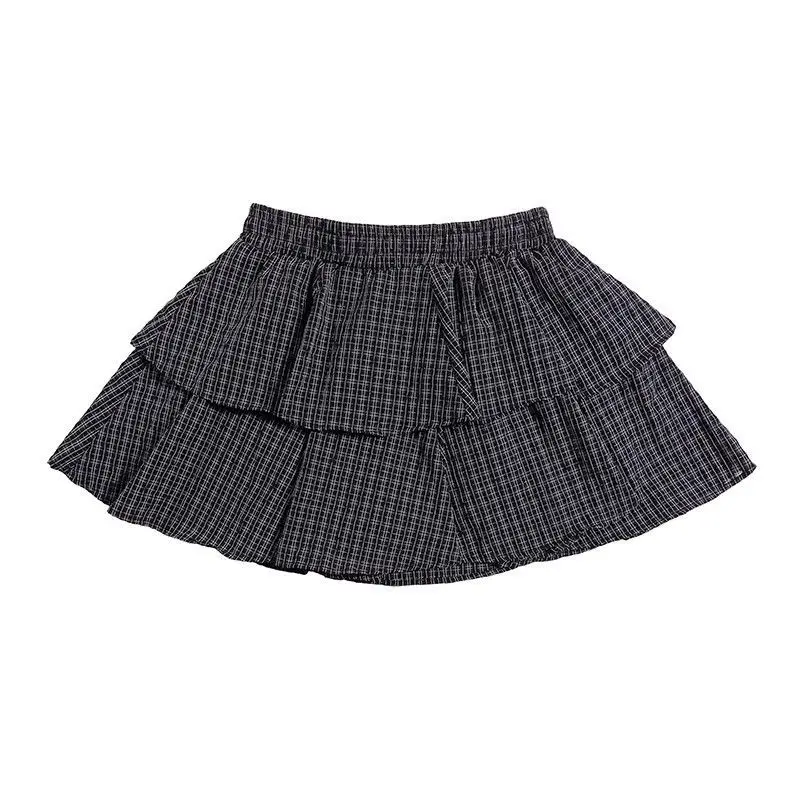 Ruffle Layered Plaid Mini Skirt - 6