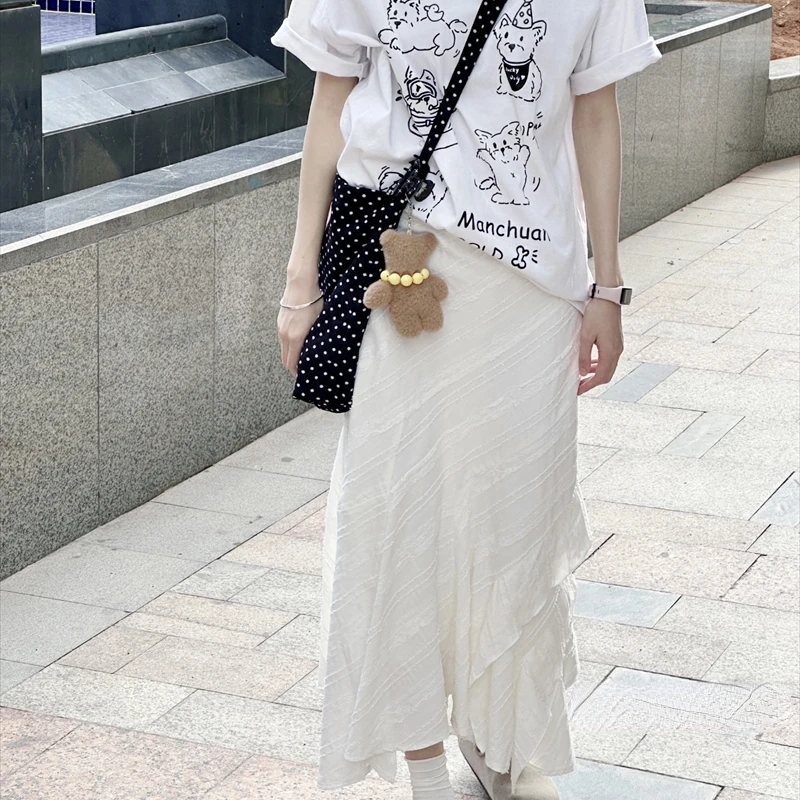 Elegant White Long Skirt with Ruffles - 2