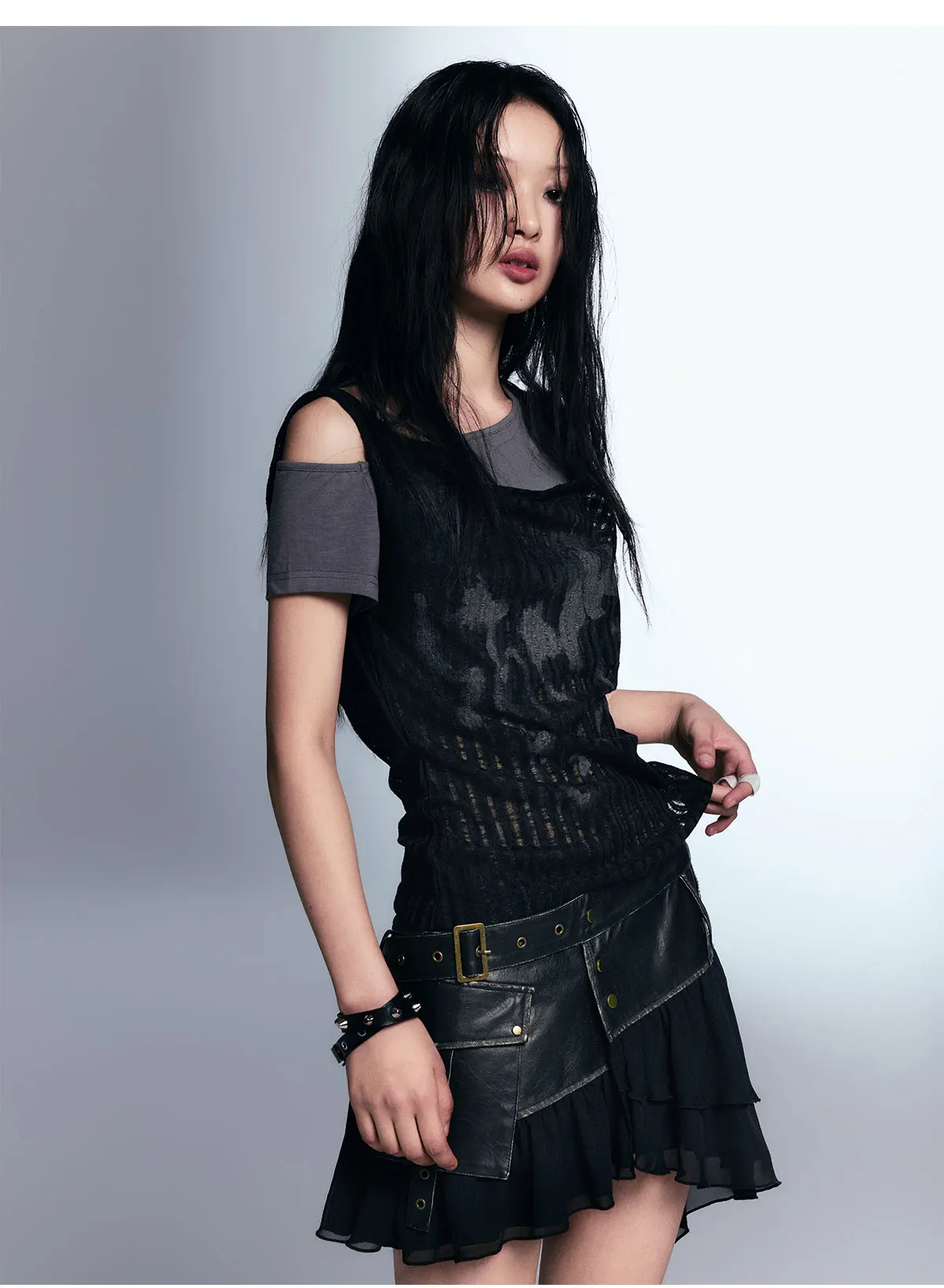 Grunge Black Two-piece T-shirt - 5