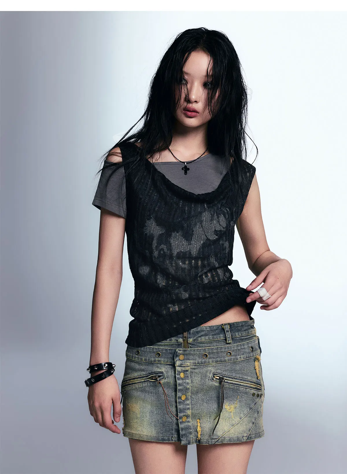 Grunge Black Two-piece T-shirt - 1