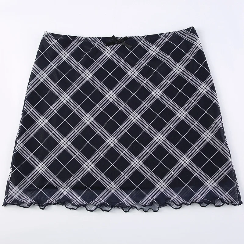 Y2K Plaid Bodycon Mini Skirt - 9