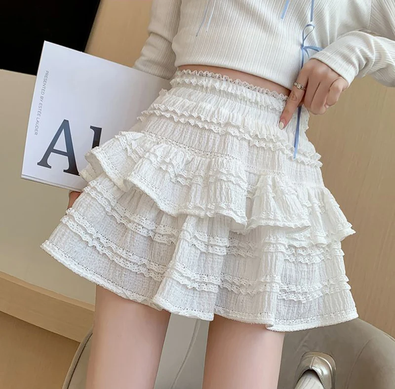 Preppy Style Double Layer Mini Skirt - 8