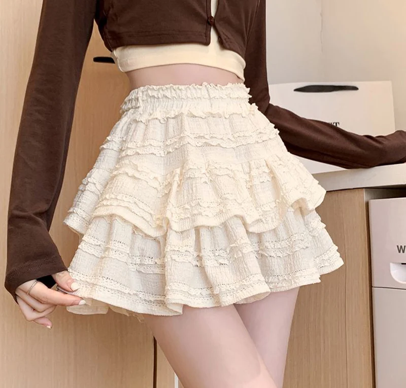 Preppy Style Double Layer Mini Skirt - 2