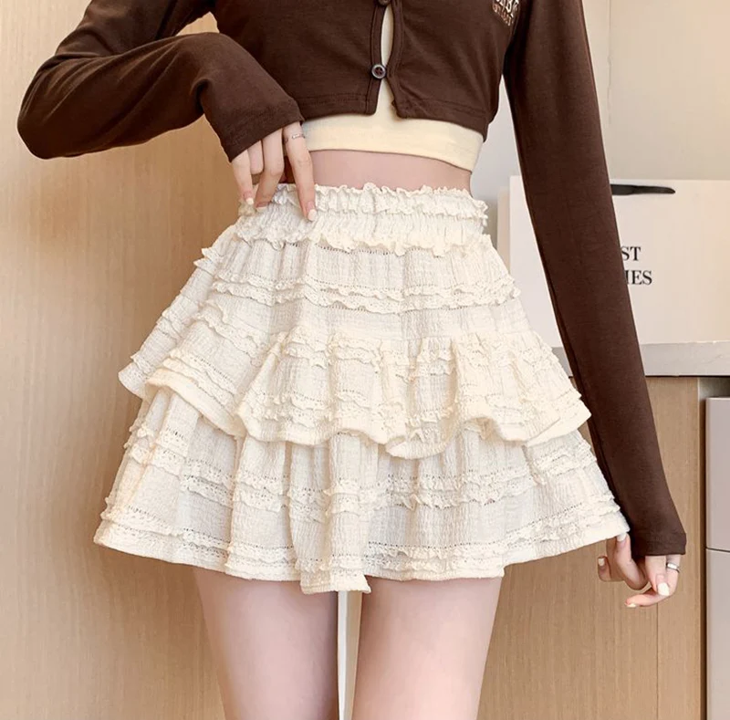 Preppy Style Double Layer Mini Skirt - 3