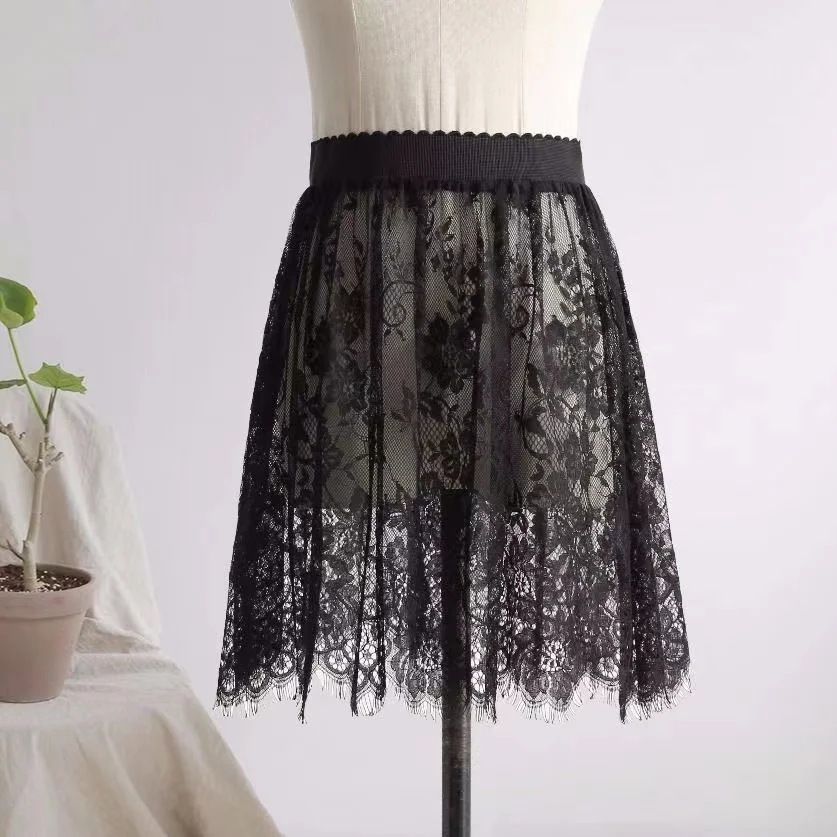 Elegant Black or White Lace Transparent Skirts - 3