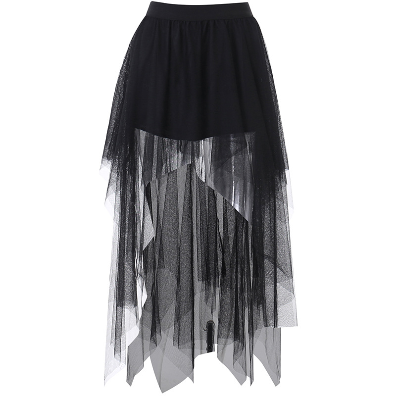 E-girl Mesh Midi Asymmetric Skirt - 21