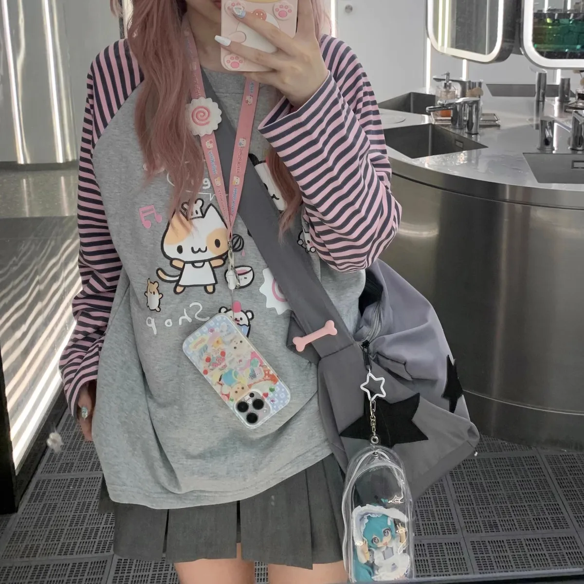 Harajuku Kawaii Striped Sweatshirt - 5