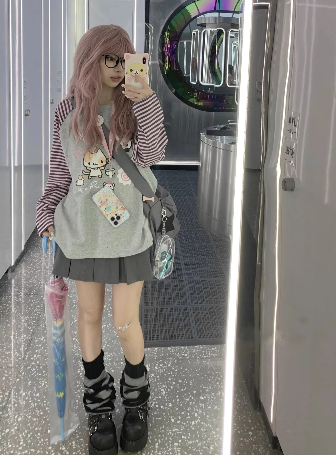 Harajuku Kawaii Striped Sweatshirt - 3