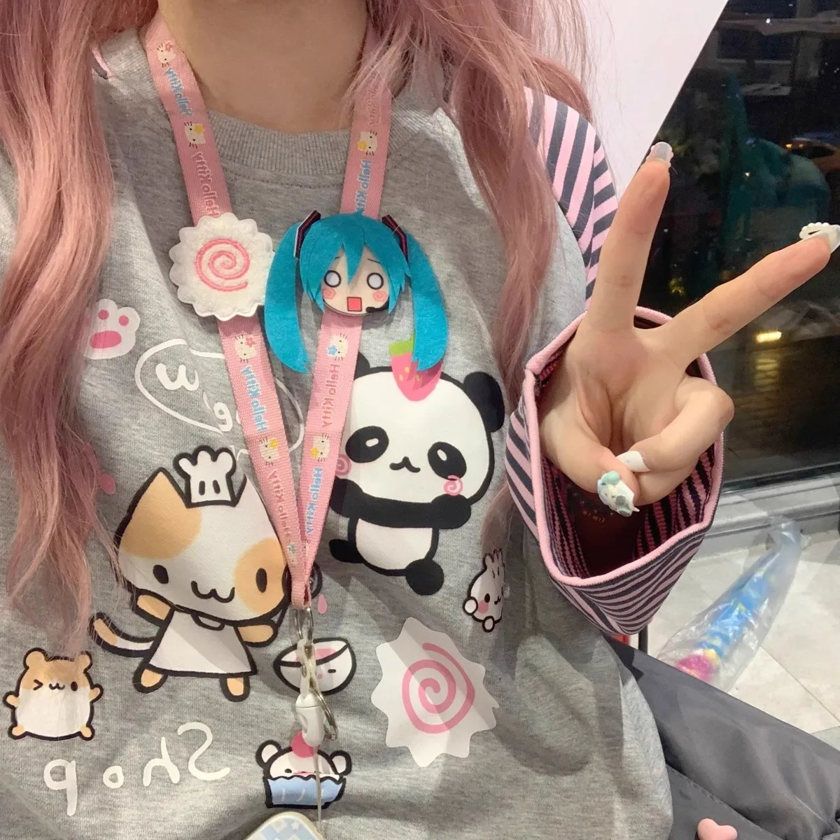 Harajuku Kawaii Striped Sweatshirt - 2