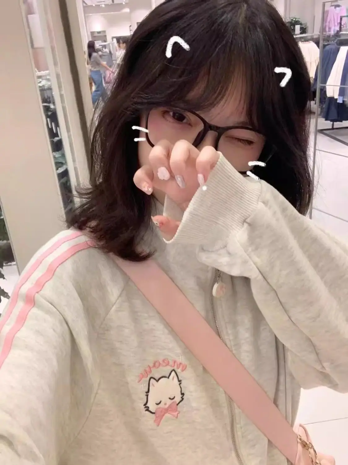 Kawaii Hoodie with Pink Cat Embroidery - 3