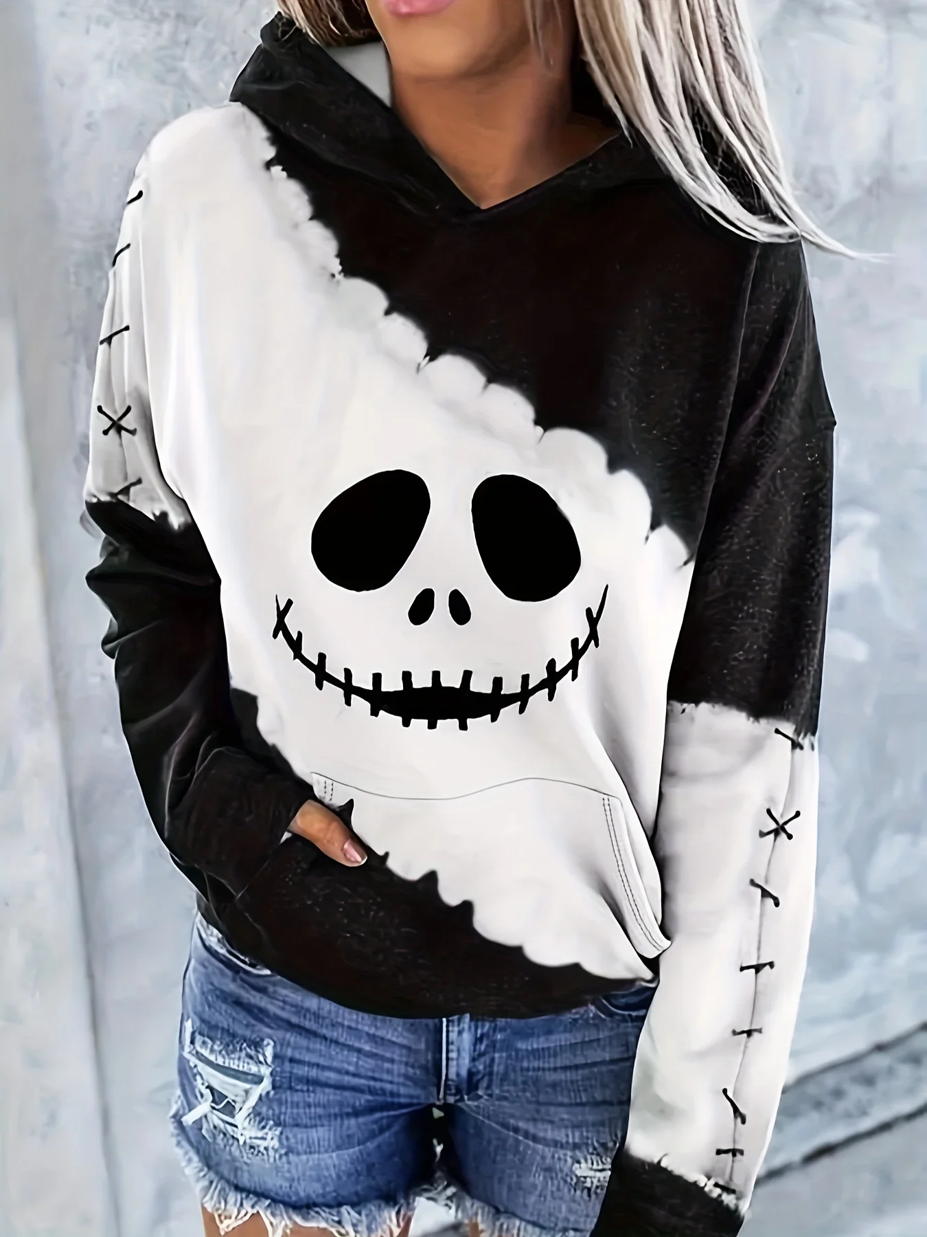 Halloween print Fleece Hoodie - 2