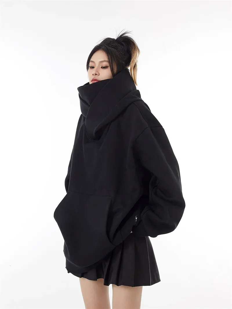 Turtleneck Fleece Oversized Hoodies - 12