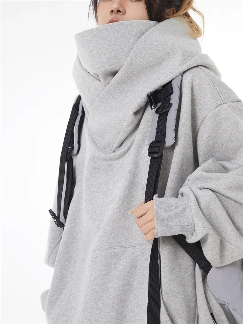 Turtleneck Fleece Oversized Hoodies - 6