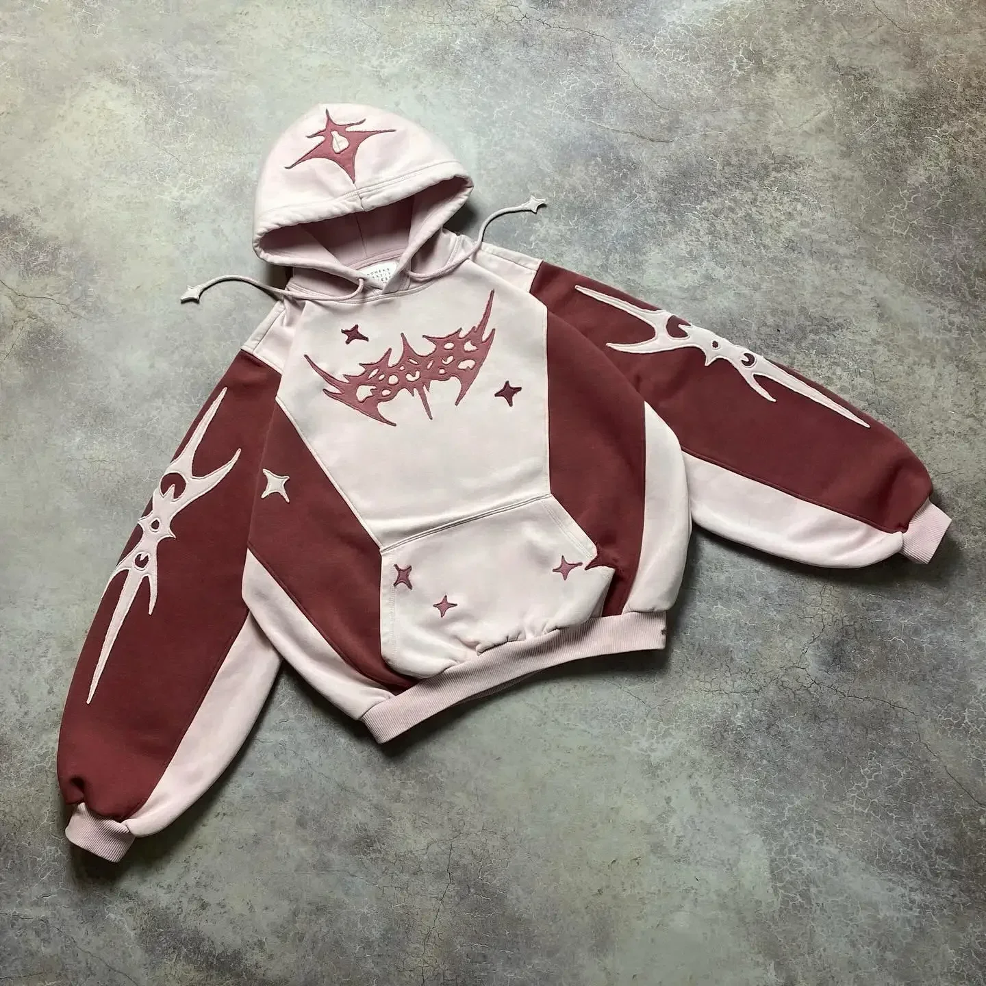 Loose Hoodies Geometric Embroidery - 1