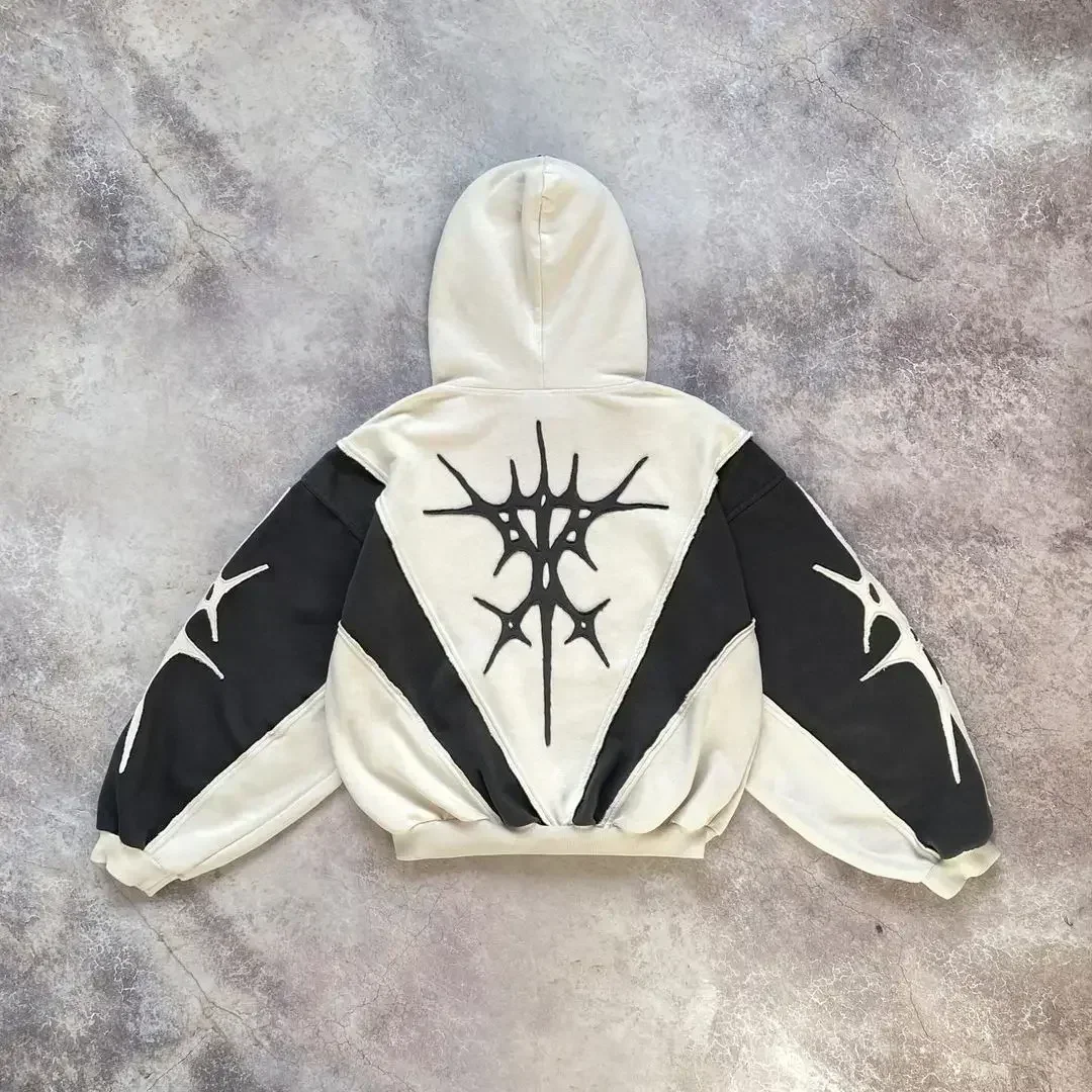 Loose Hoodies Geometric Embroidery - 8