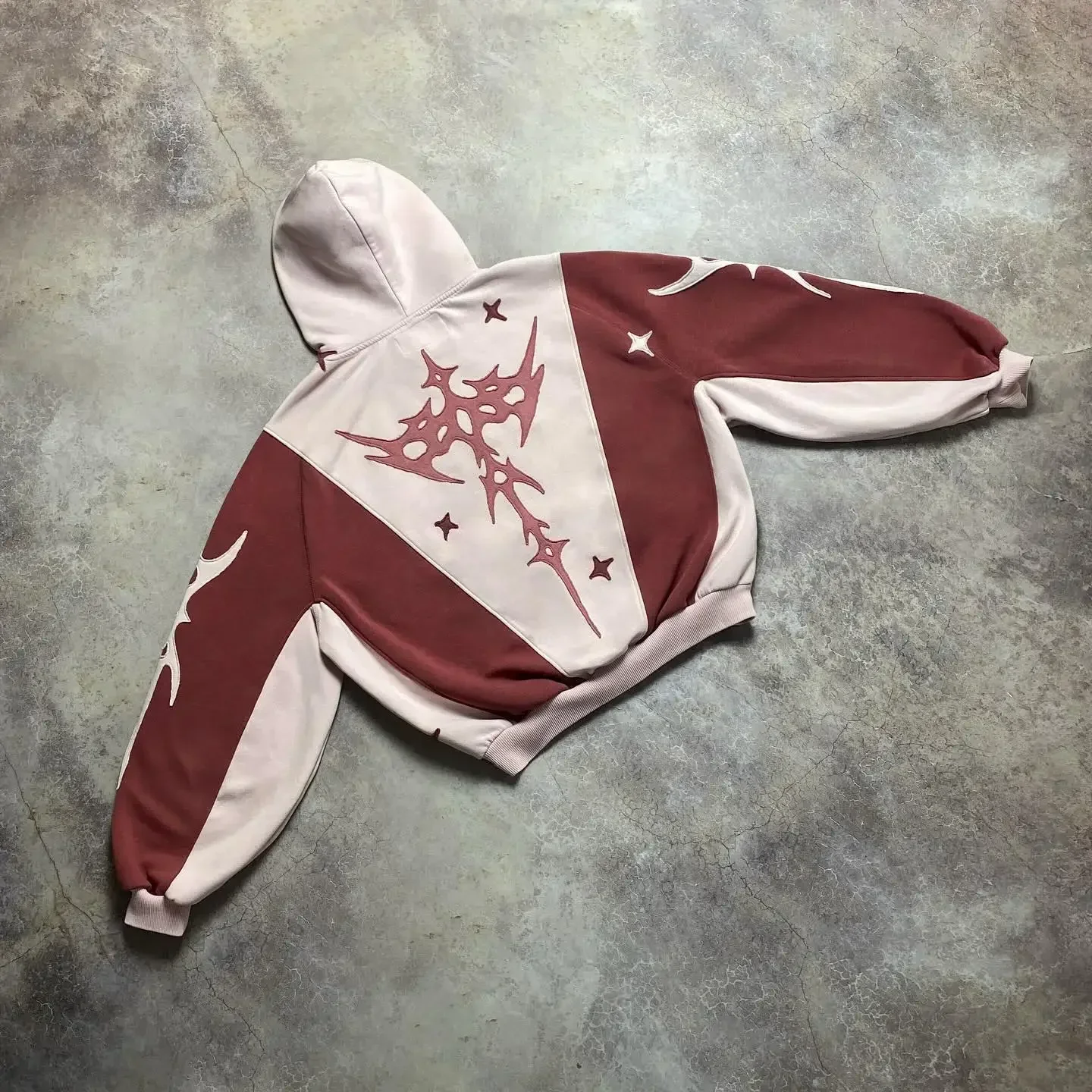 Loose Hoodies Geometric Embroidery - 3