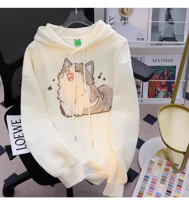 Cute Cartoon Cat Fluffy Application Hoodie - 5