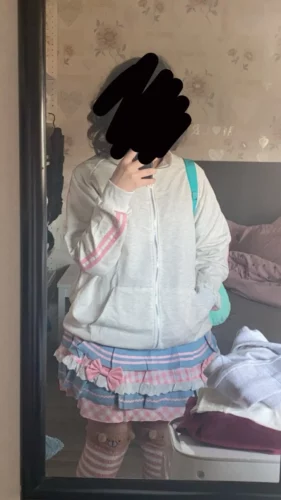 Kawaii Hoodie with Pink Cat Embroidery photo review