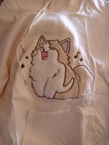 Cute Cartoon Cat Fluffy Application Hoodie photo review