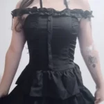 Gothic Harajuku Dress with Ruffles and Lacing photo review